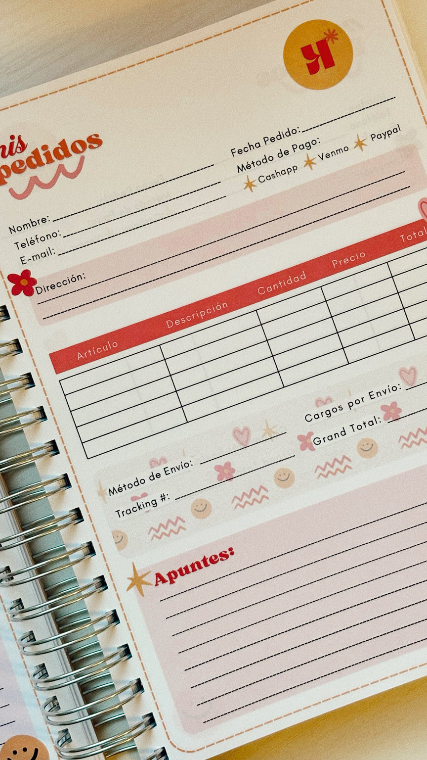 Agenda de Pedidos Personalizada Para Emprendedoras